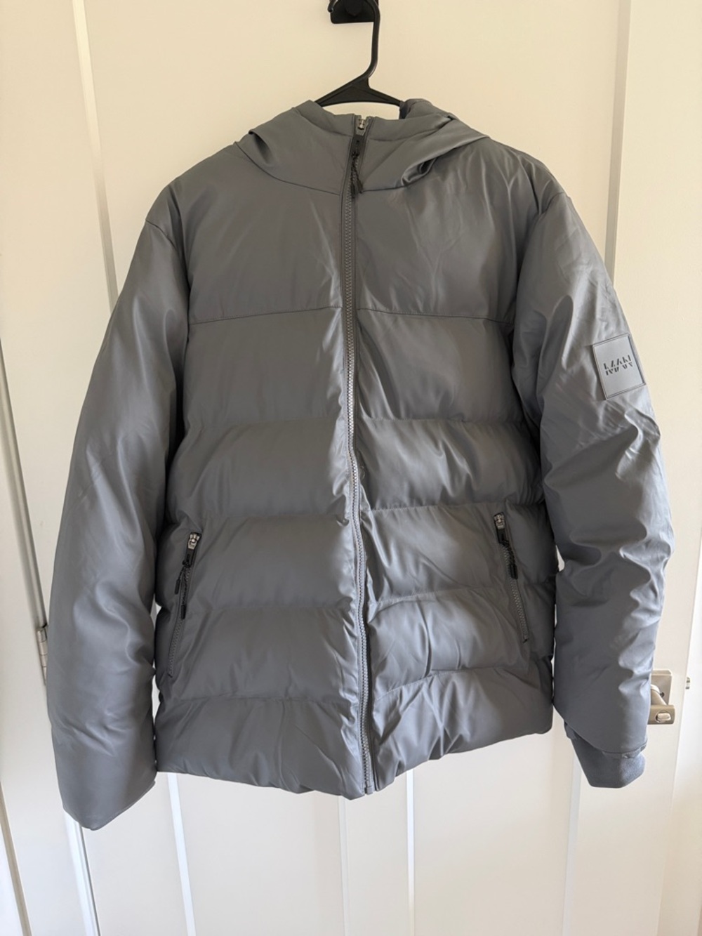 Boohoo Men's Hooded Puffer Jacket - Gray